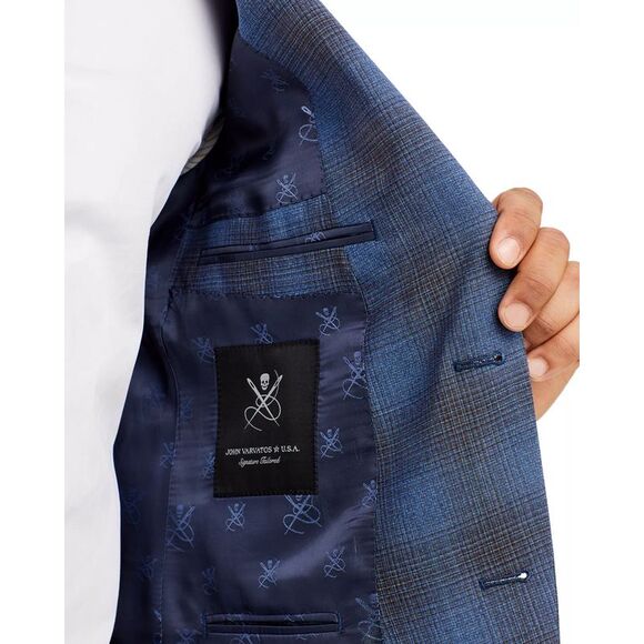 John Varvatos Star Usa Mens Slim Fit Wool Plaid Suit 40 Regular Blue - NWT $825 - Picture 7 of 7